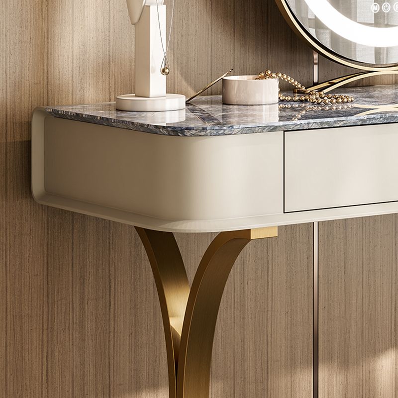 Luxurious Metal Make-up Vanity 2 Storage Drawers Vanity Table Set