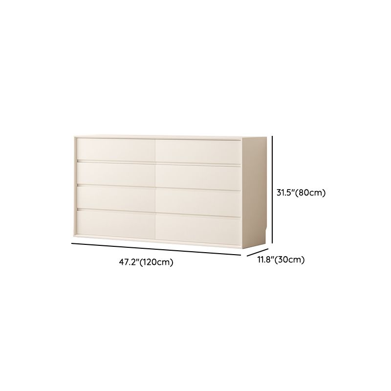 Contemporary Horizontal Double Dresser White Wood Storage Dresser with Drawers for Home