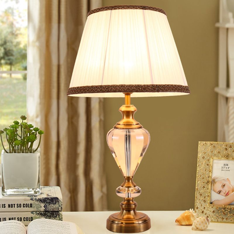 Droplet Task Lighting Contemporary Hand-Cut Crystal 1 Bulb Nightstand Lamp in Beige