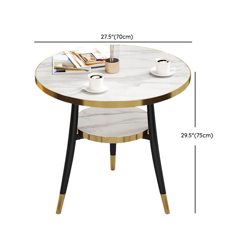 Round Dining Table Modern White Wooden Tabletop with Storage
