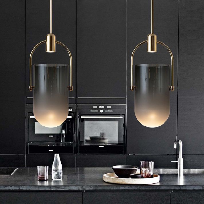Golden moderne stijl glas hangend licht met enkele lamp mini slaapkamer verlichtingsarmatuur