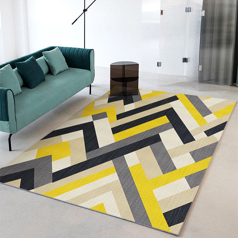 Leisure Indoor Rug Geometric Patchwork Modern Area Rug Polyester Anti-Slip Carpet for Living Room