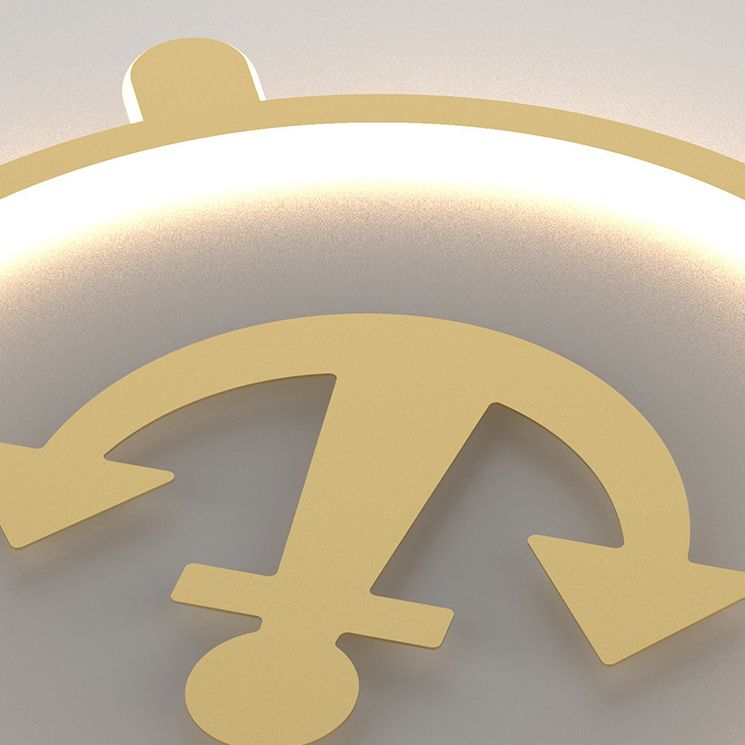 Gold Circular LED Ceiling Light in Kids Creative Style Aluminium Flush Mount with Acrylic Shade