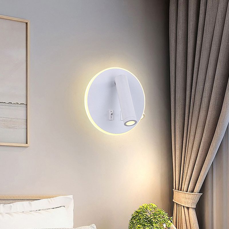 350° Rotatable LED Spotlight Wall Lamp Nordic Minimalism Bedside Reading Lamp with Backplane Night Light Design