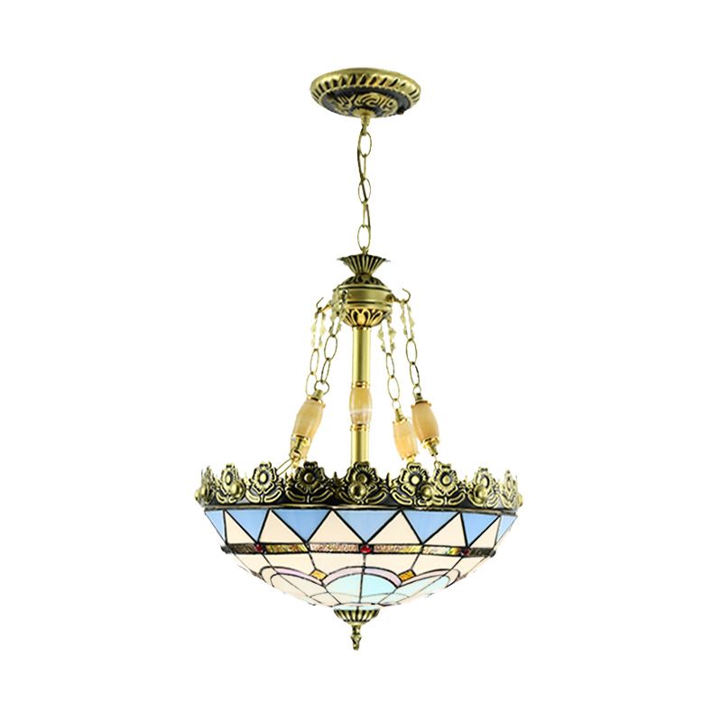 3 luci il lampadario a cupola in vetro a cupola kit di luce appesa in giallo/blu per cucina