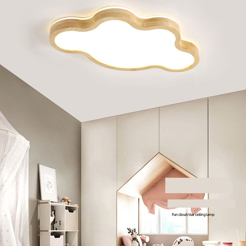 Creative Shape LED Wooden Flush Mount Ceiling Light Modern LED Flush Ceiling Light Fixture