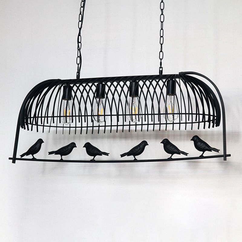 Filo Black Cage Isola Luci da lampadario Iron Iron Style Antique Isola Fissature