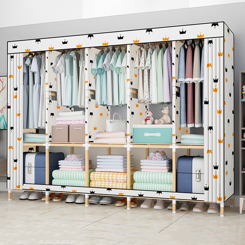 Contemporary Style Wardrobe Armoire Solid Wood Bedroom Wardrobe Closet with Shelves