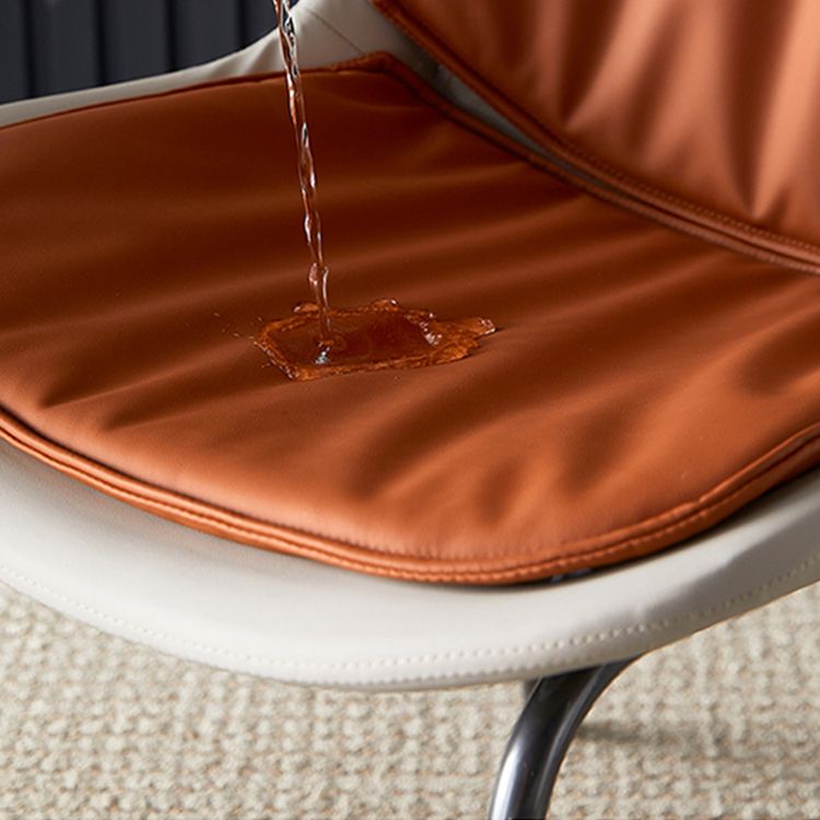 Scandinavian Style Microfiber Leather Dining Chairs Solid Back Armless Chair
