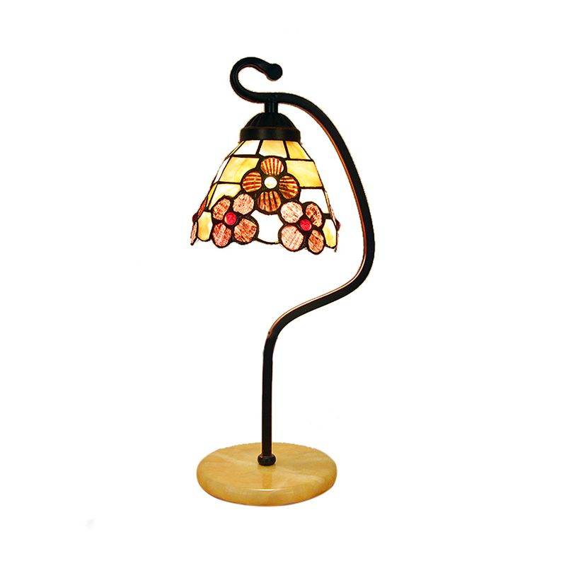 Tiffany Style Shell Flared Table Lamps 1 Light Accent Table Lamp with Marble Base for Bedroom Bedside