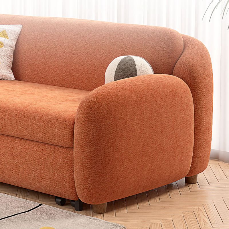 Round Arm Sofa Bed with 2 Pillows Slipcovered Sofa in Orange