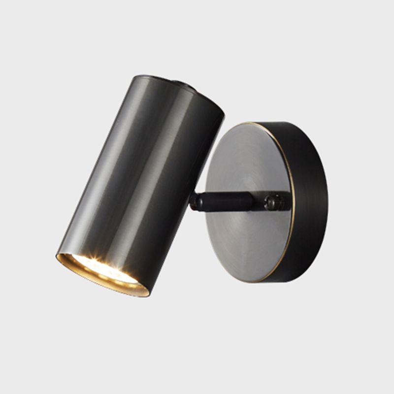 Metal Cylinder Shape Wall Lighting Modern Style 1 Light Wall Light Sconce in Black