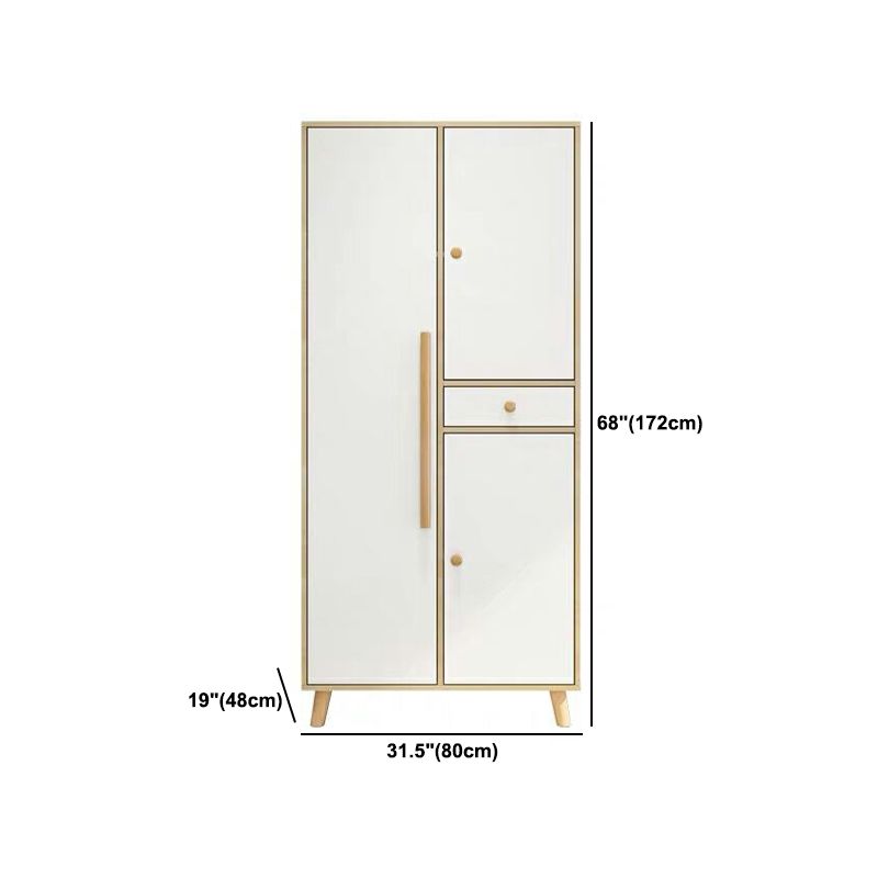 Modern White Wardrobe for Home Engineered Wood Cabinet with Hinged Doors