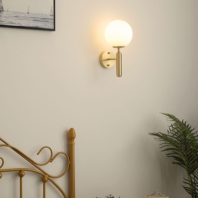 Metal Modern Wall Sconce Ball Shape Vanity Lamp with Glass Shade for Bathroom