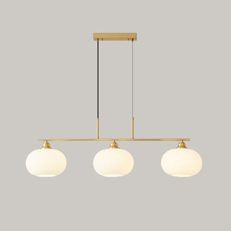 Modern Metal Pendant Light Persimmon Shape Island Light with Glass Shade for Living Room