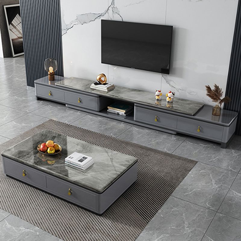 Stone Rectangular Coffee Table with Drawers 15.75" H 1 Single Cocktail Table