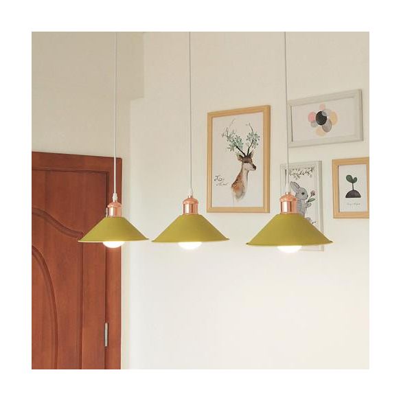 Modernist Style Conical Suspended Lamp 1 Light Metallic Hanging Light Fixture in Black/White for Living Room