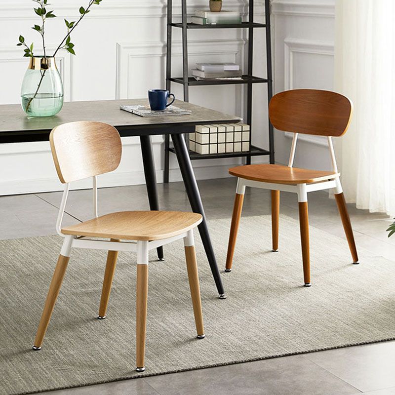 Scandinavian Open Back Dining Chairs Armless Wood Side Chairs