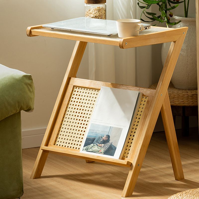 14" Wide Contemporary Corner Table Wood Storage Accent Side Table