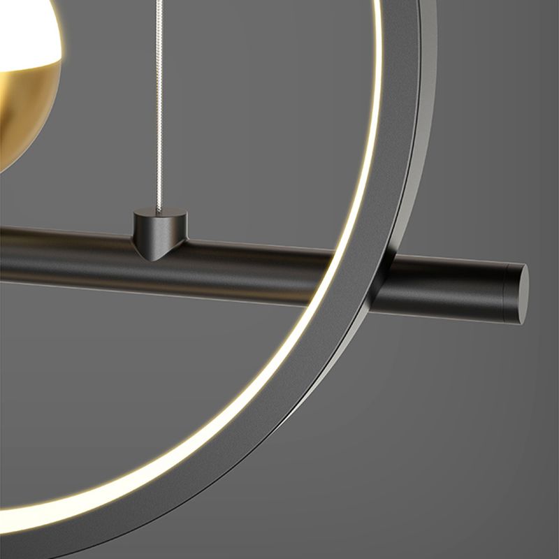 Black Restaurant LED Island Light in Modern Luxury Style Wrought Iron Linear Pendant Light with Silicone Shade