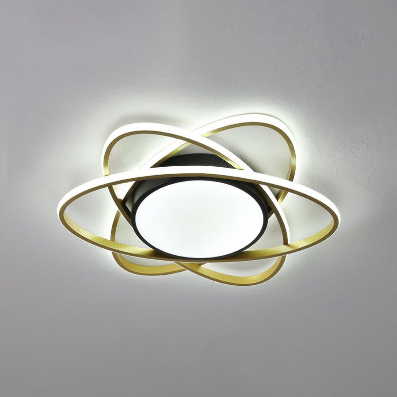 Metallic Floral Surface Mounted Led Ceiling Light Modern Black Flush Mount Light Fixture
