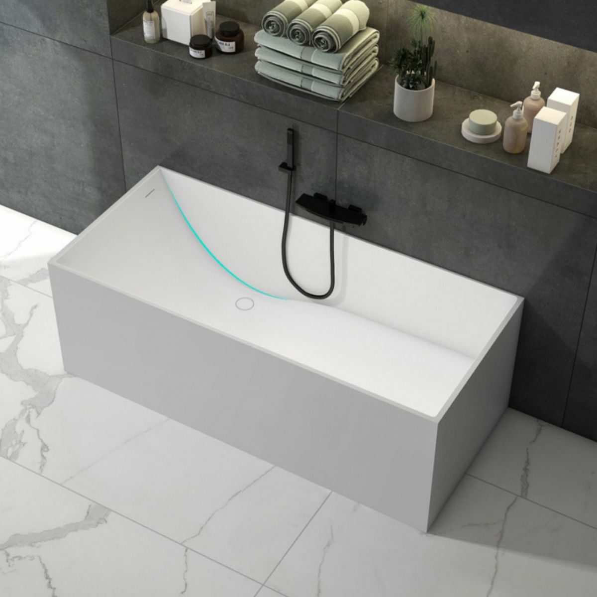Soaking Rectangular Bathtub Antique Finish Back to Wall Bath Tub