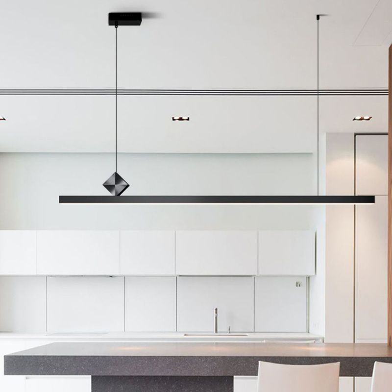 Modern Aluminum Island Light Straight Black Island Pendant for Dining Room