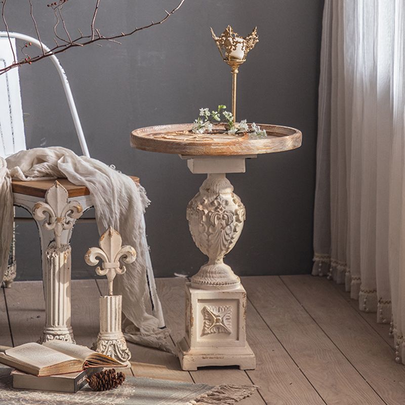 French Country Corner Table Wood Pedestal Round Accent Side Table