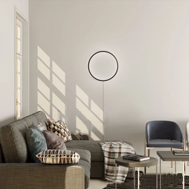Black Aluminum Modern Wall Sconce Disk LED Wall Mounted Light for Bedroom