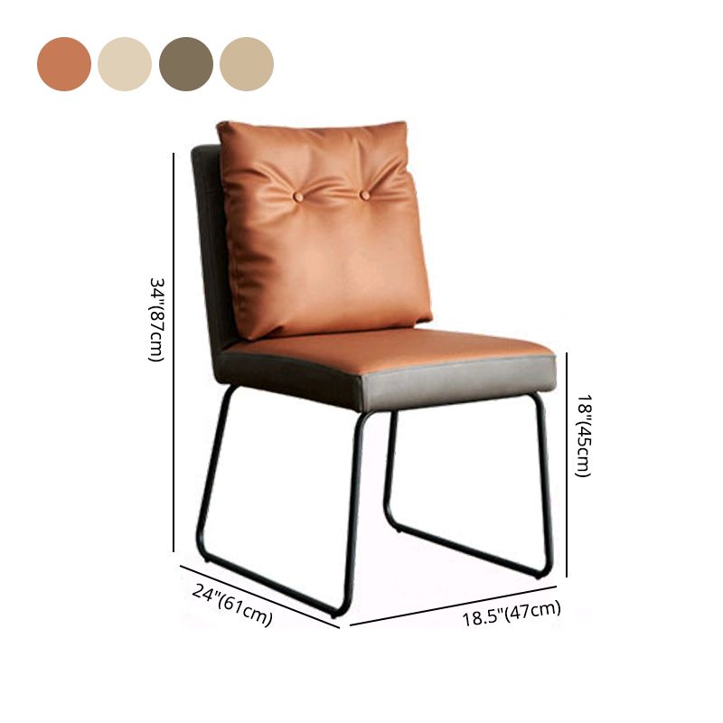 Chaise d'appoint industrielle d'intérieur Chaise de salle à manger rembourrée en métal à dossier solide (Ensemble de 2)