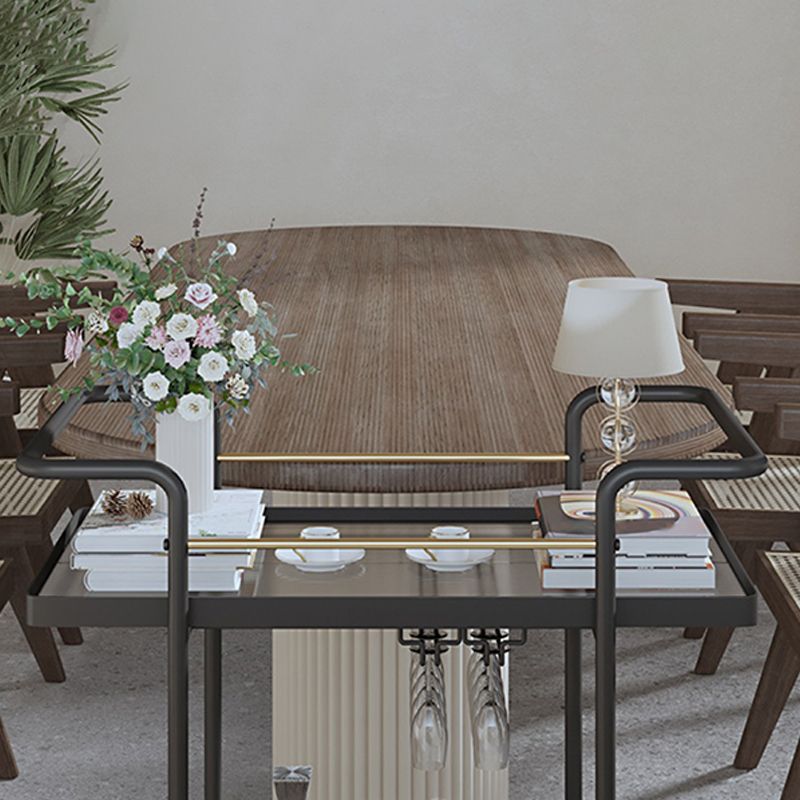 Modern Style Metal Prep Table 33.86"H Rolling Prep Table with Open Storage