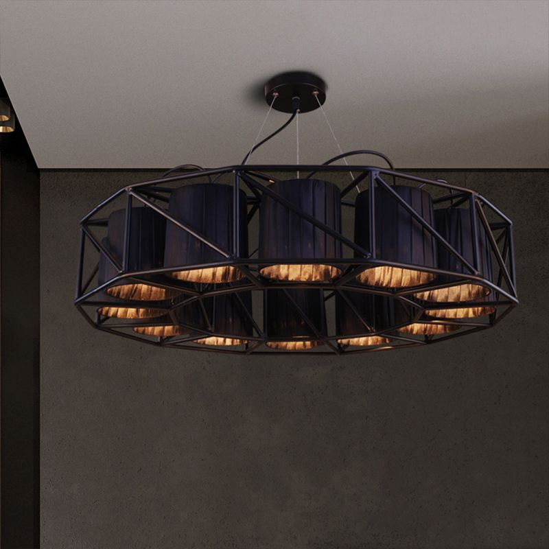 Black Multi-light Chandeliers Metal Round Vintage Hanging Fixtures for Living Room