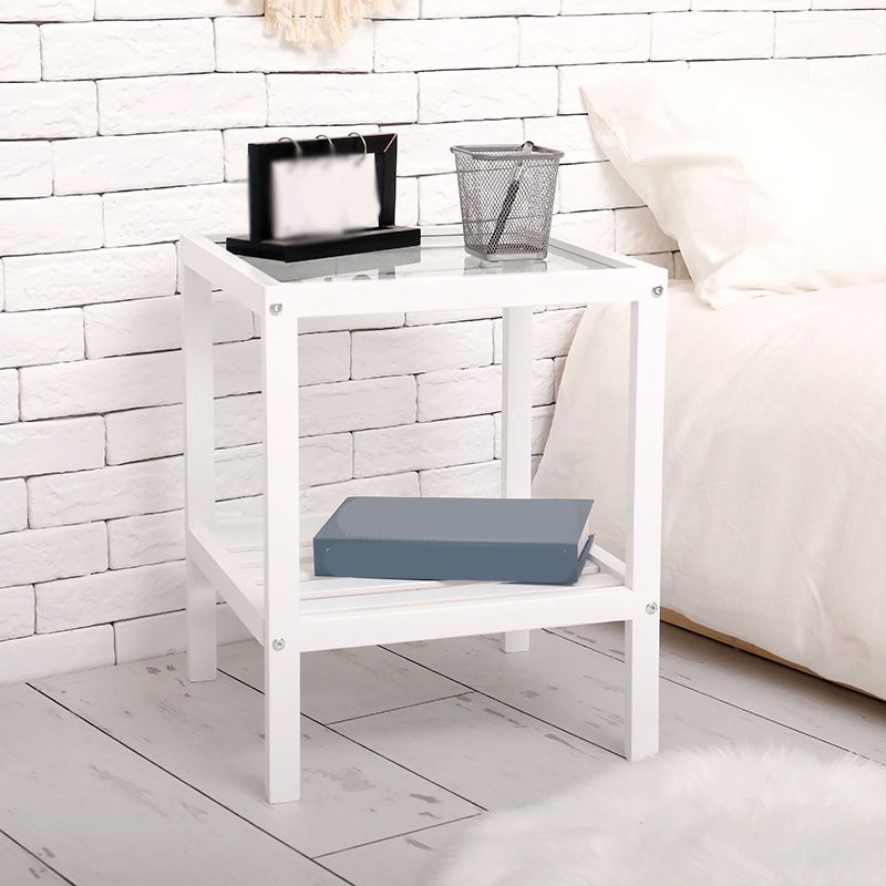 Modern Style Pine with Storage Rack Black/different/wood Color Square Side Table