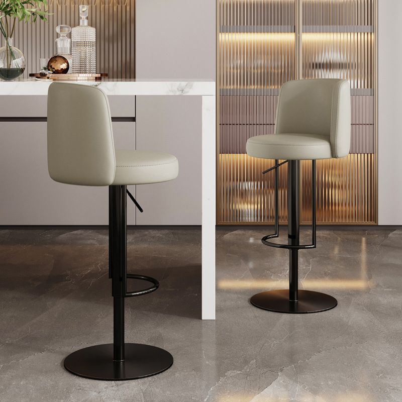 Glam Style Liftable Bar Stool Round Seat Counter Bar Stool with Metal Legs