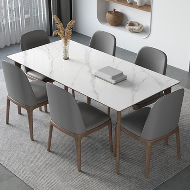 Modern Style Sintered Stone Dining Set Wood 1/2/3/4/5/7 Pieces Dining Set
