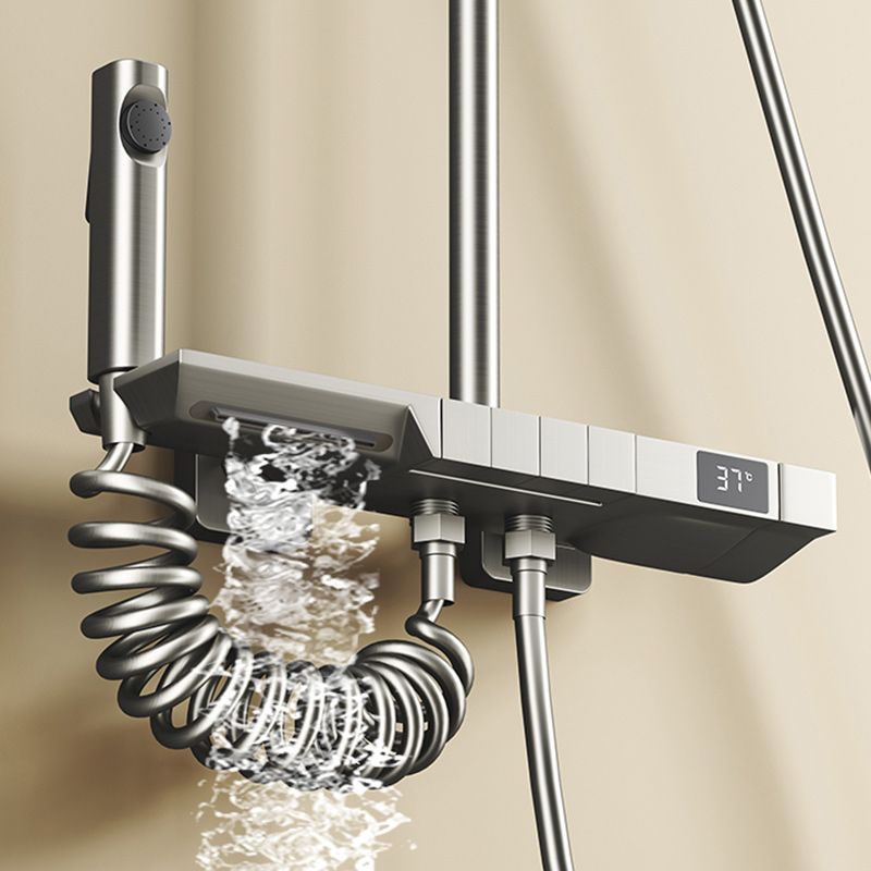 Modern Shower System with Dual Shower Head in Black/White/Gray