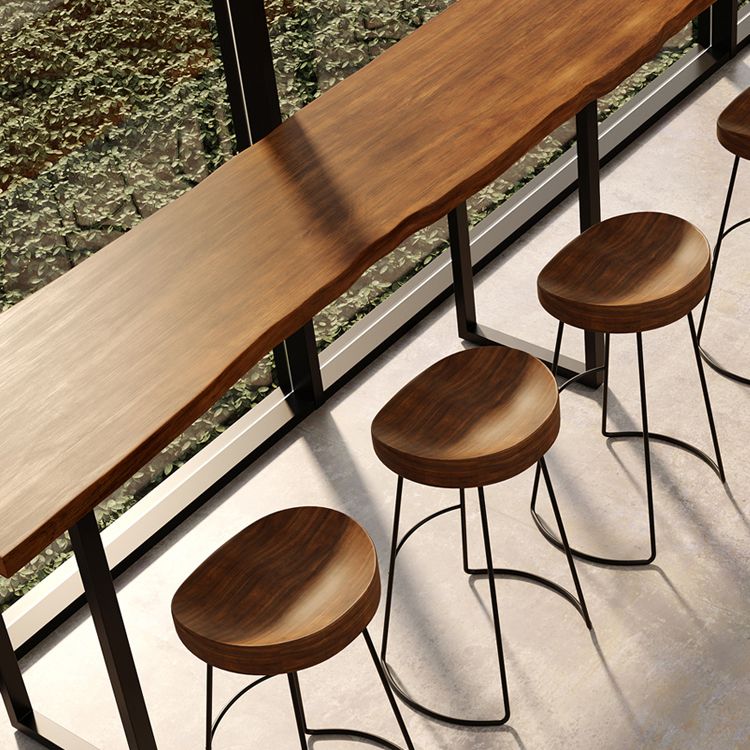 Industrial Style Bar Table Rectangle Wood Double Pedestal Bar Table for Dining Room