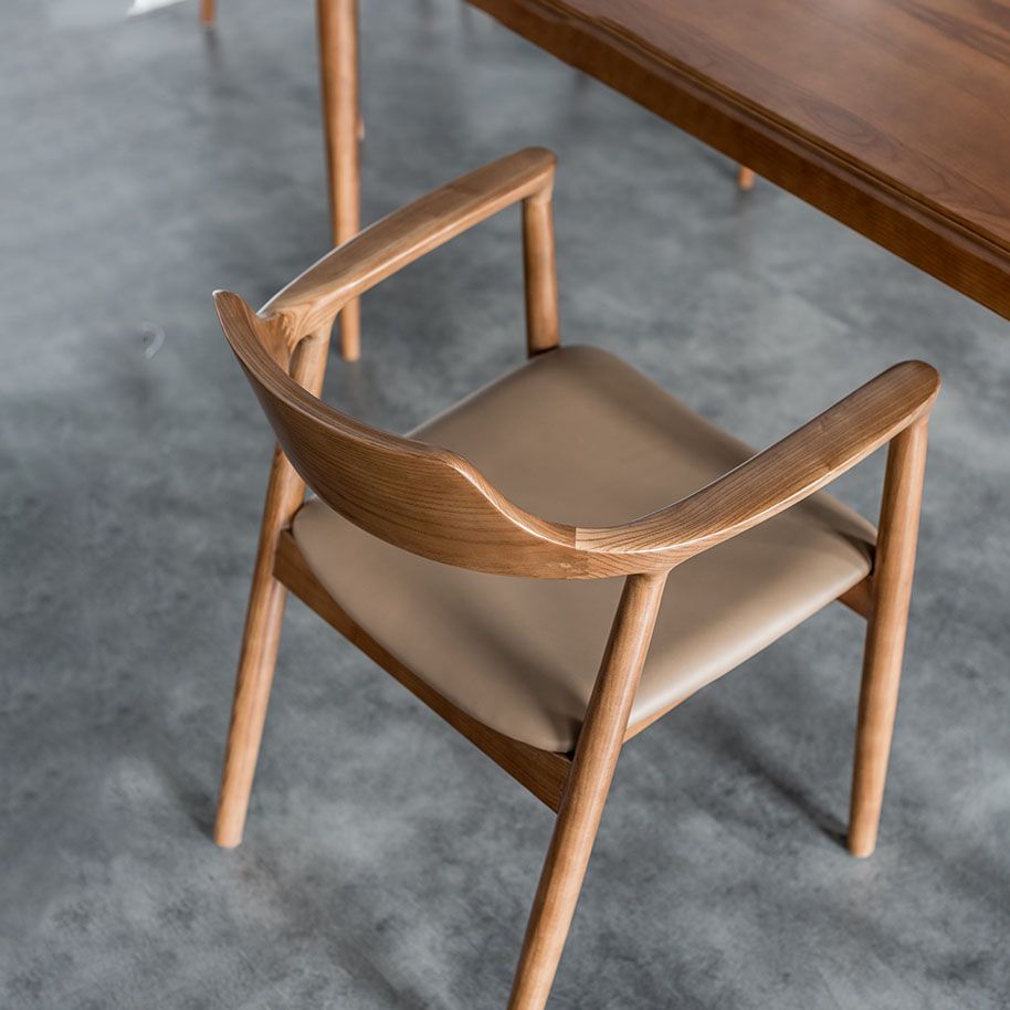 Arm Chair Traditional Style Dining Open Back Chair with Wooden Legs