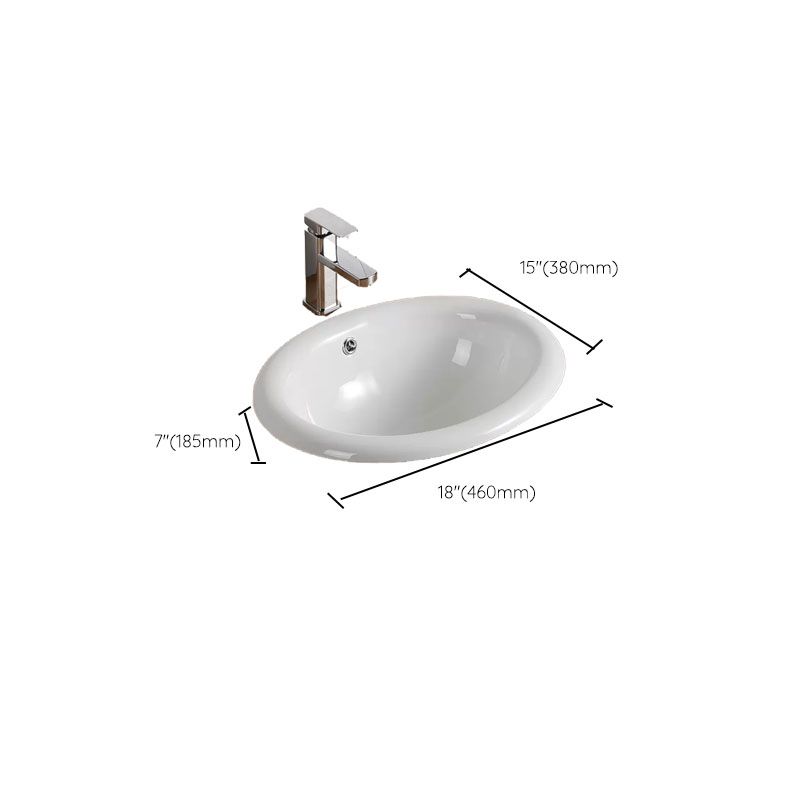 Contemporary Bathroom Sink with Pop-Up Drain Porcelain Oval-Shape Undermount Bathroom Sink