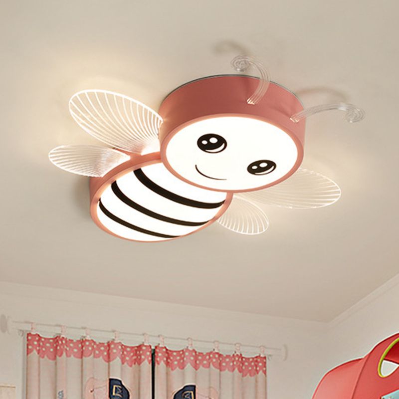 Metal Bee Flush Mount Plafond Verlichting Armatuur Kids Stijl LED Dicht Bij Plafond Lamp