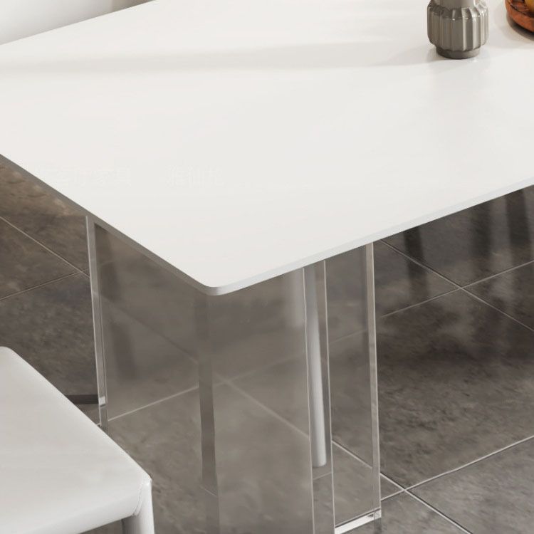 Glam Dinette Set with Solid Back Chairs 1/2/4/6/7/8 Pieces Glossy White Dining Table Set