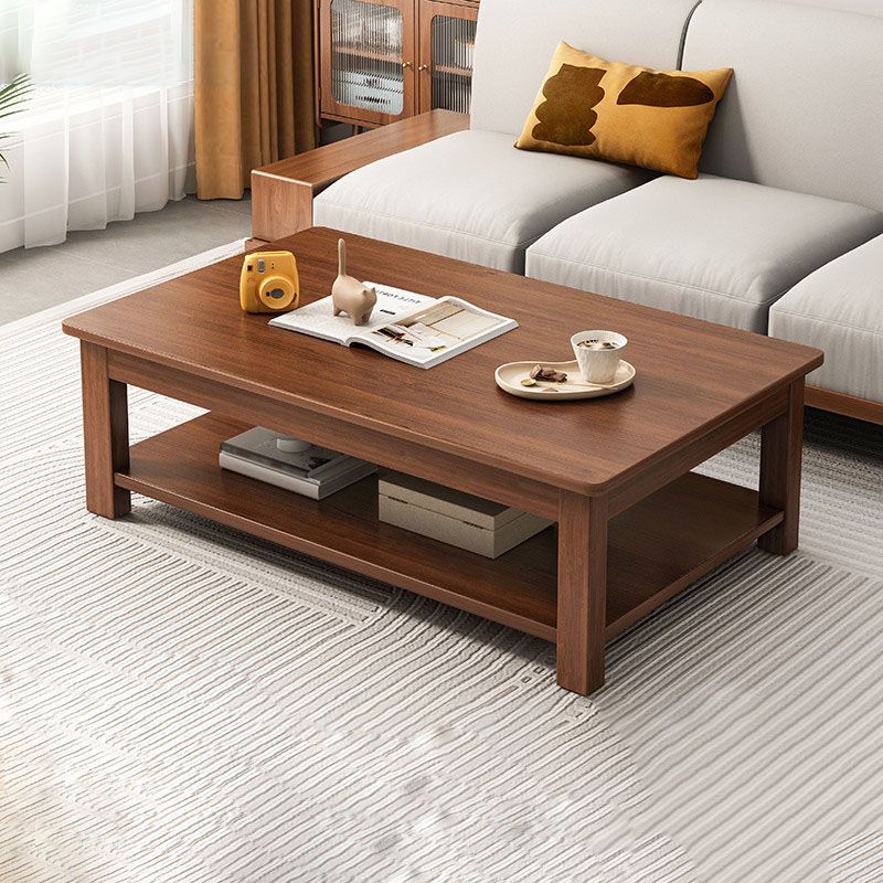 Modern Style Solid Wood Top Walnut/wood Color Rectangular Coffee Table