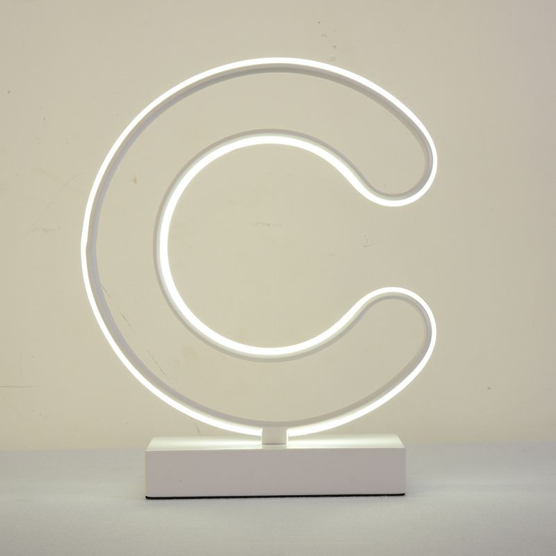 Lampe de table de chevet LED moderne, lampe de lecture courbée blanche avec abat-jour en acrylique dans une lumière chaude/blanche