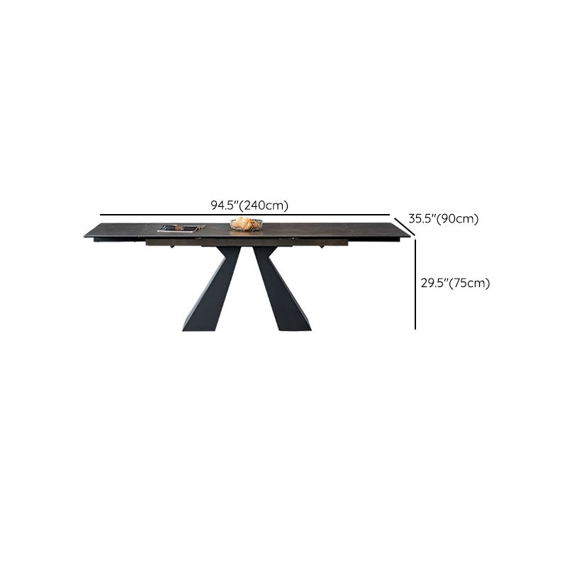 Modern Simple Dining Table Rectangle Dinner Table with Metal Base for Dining Room