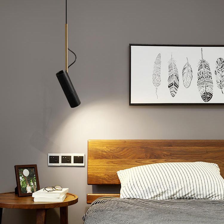 Metall Tubular Spotlight Anhänger postmodern 1 Kopf Rotatable Lesebuchlicht für Schlafzimmer