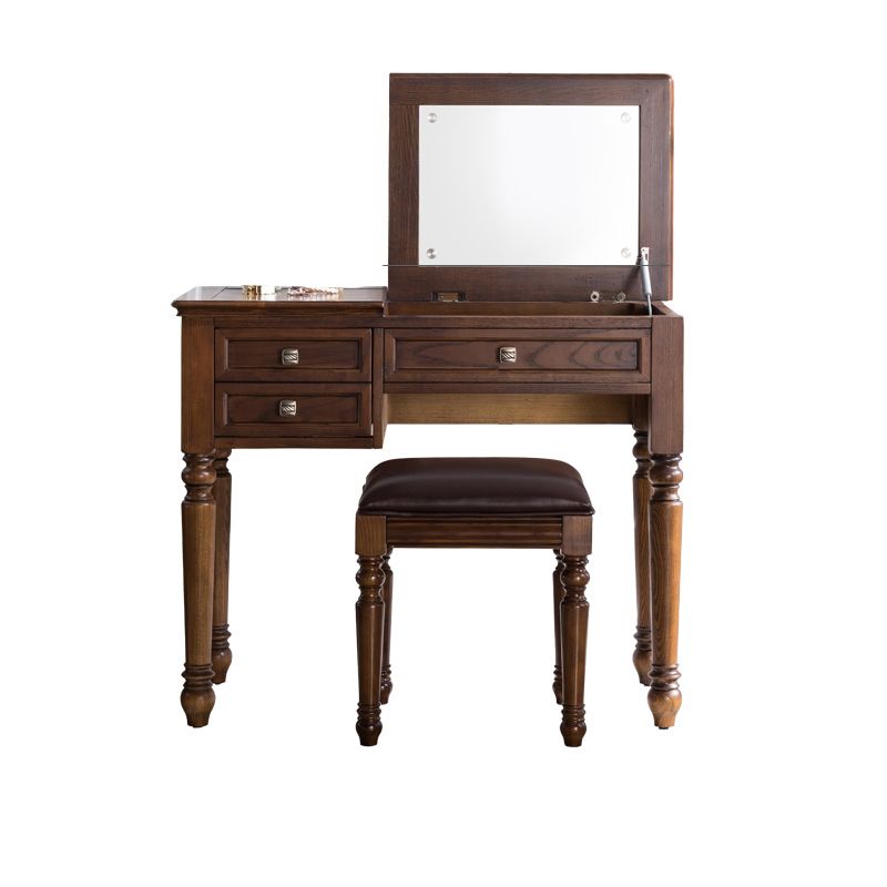 Traditions Vanity Dressing Table Solid Wood Make-up Vanity with Mirrors