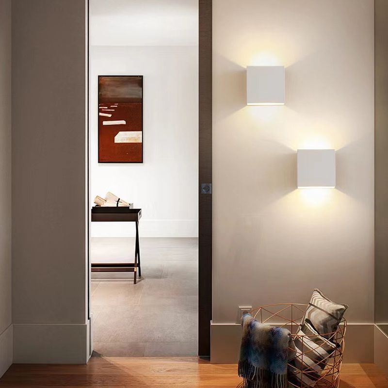 Modern Style Square Shape Wall Sconce Metal 1 Light Sconces for Bedroom