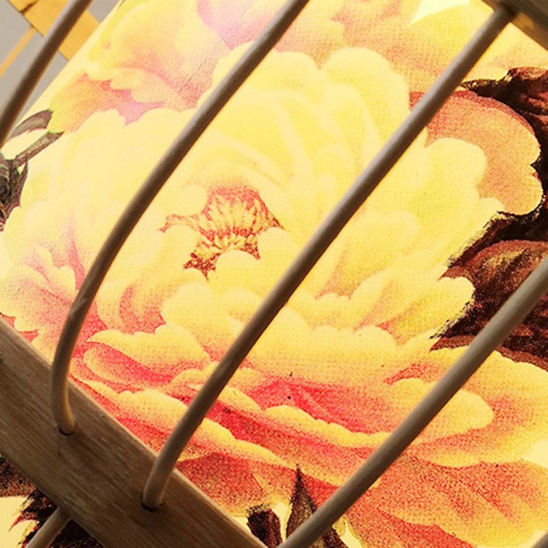 Asia Bamboo Hanging Ceiling Light 1-Light Spinning Top Ceiling Pendant Light