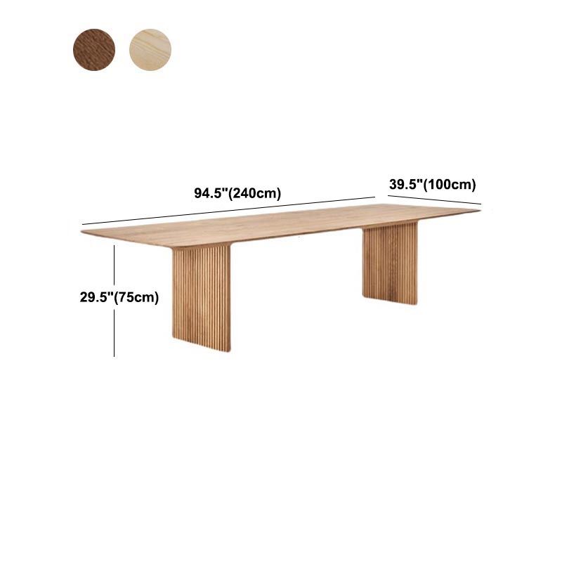Rectangle Modern Dining Table Double Pedestal Table with Solid Wood