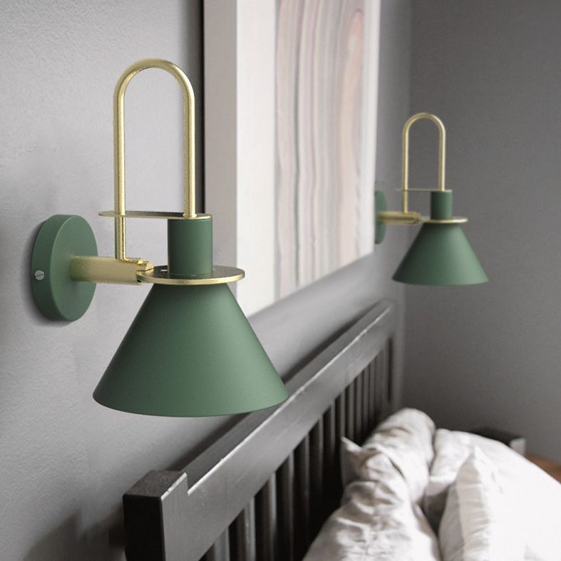 Nordic Iron Shade Wall Sconce Flared Shaped Macaron Color 1-Head Wall Light